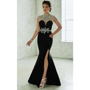 Tiffany Designs Jersey Rhinestone Grad Gown 46039 Majestic Purple